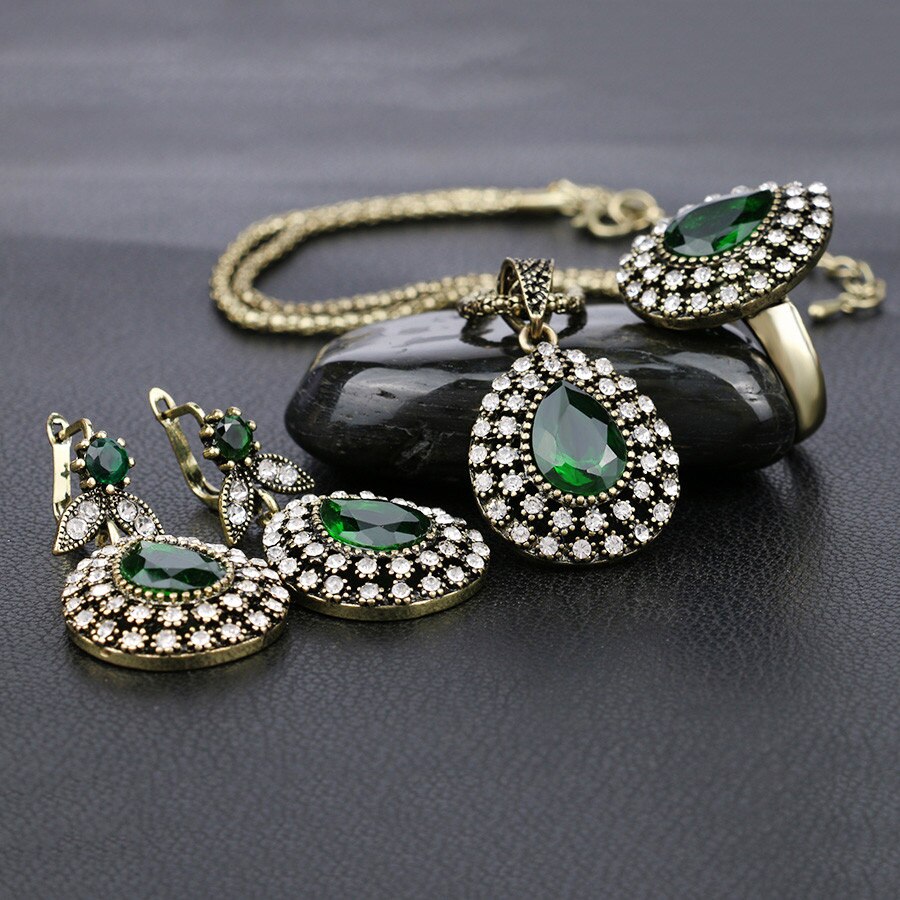Wbmqda – ensemble de bijoux en forme de goutte d&#39;eau, couleur Bronze antique, accessoires de mariage, à la , turquie, 3 pièces/lot