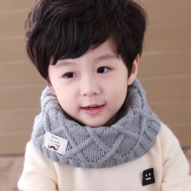 Autumn Winter Cute Kids Scarf Girls Boys Knitted Wool Scarves Children Solid Color Warm O Ring Scarf Outdoor Crochet Neck Warmer