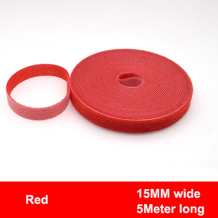 5M/Roll 15/20mm Fastener Strap Adhesive Fastener Tape Reusable Hook Loop Cable Tie Wire Straps Magic Tape DIY Fastener Accessori: red 15mm
