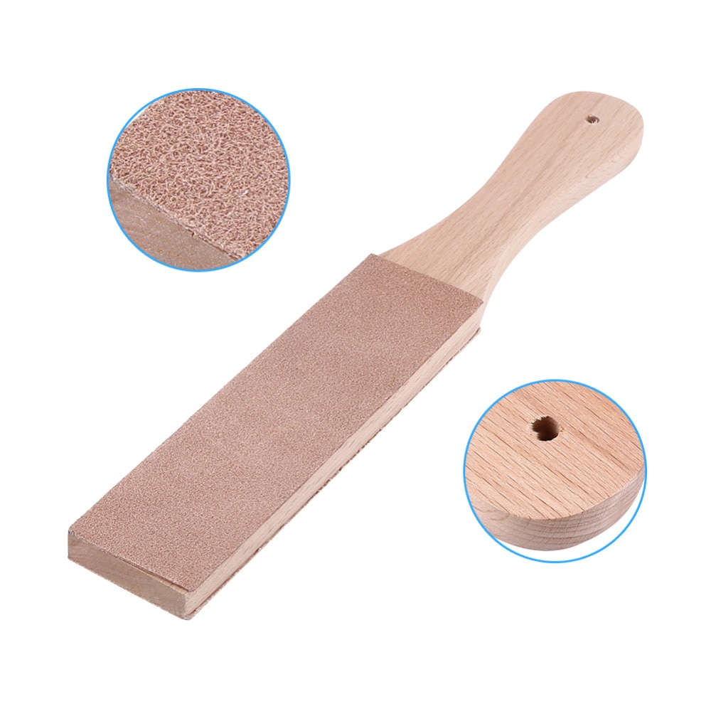 Wooden Handle Leather Sharpening Strop Handmade Razors Polishing Board For Razor Knives Double Sided Home Sharpening Tool