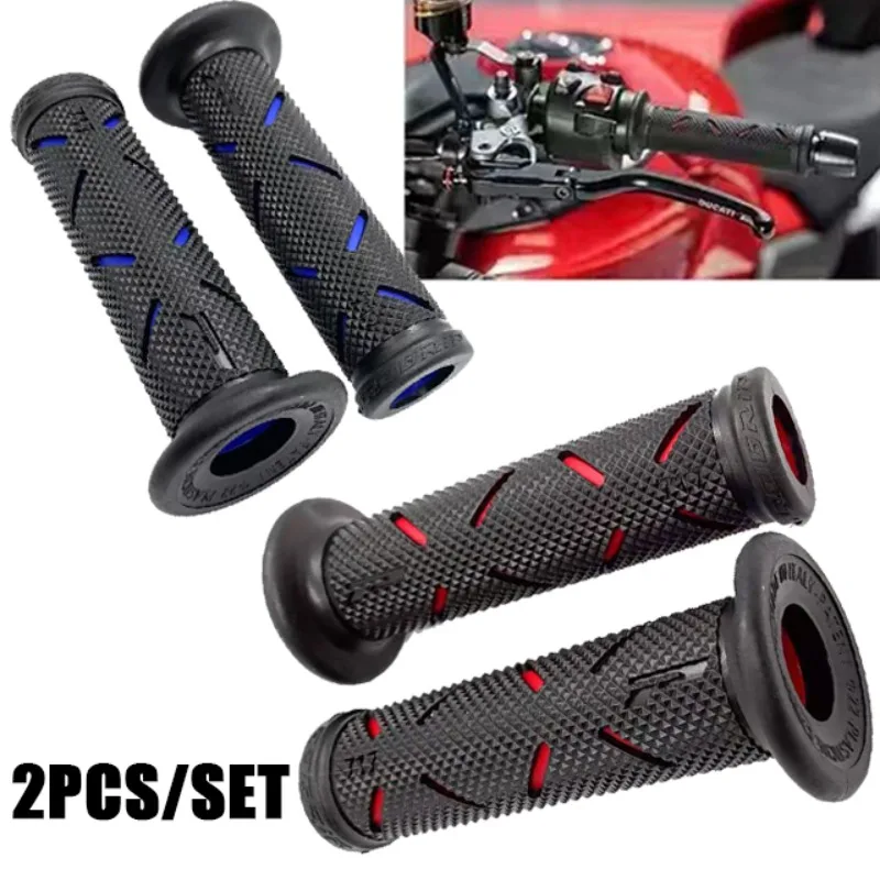2 stücke 7/8 "22mm Universal-Motorrad griff griffe CNC Aluminium Gummi Rot Blau Gold Lenker griff für Roller E-Bike Motorrad