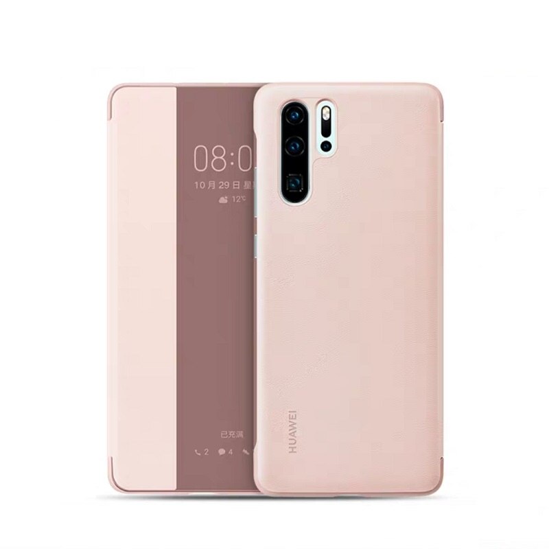 100% Original huawei smart window holster Flip Cover Leather Phone Case Voor huawei P30 P30pro: P30 Pro / pink