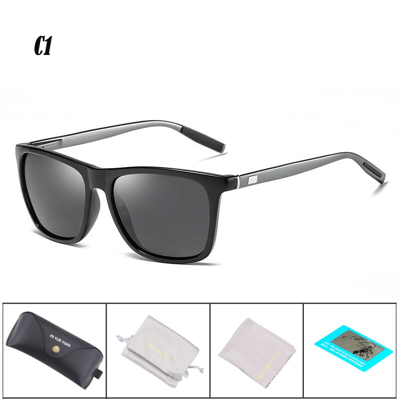 Gafas de sol polarizadas de aluminio y magnesio para hombre, lentes de sol masculinas para pescar, hacer senderismo, acampar, deportes, conducir, 387: C1