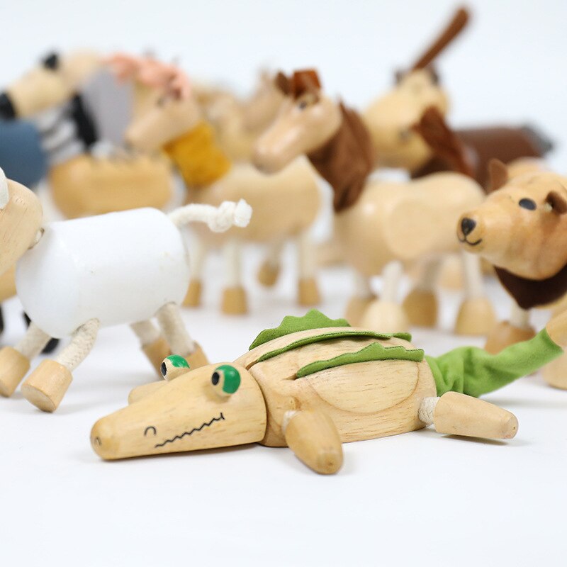 Simulation Holz Tier Puppen kinder Spielzeug Ornamente Serie Kognitiven Frühen Bildung Pädagogisches Baby Spielzeug Hause Dekoration