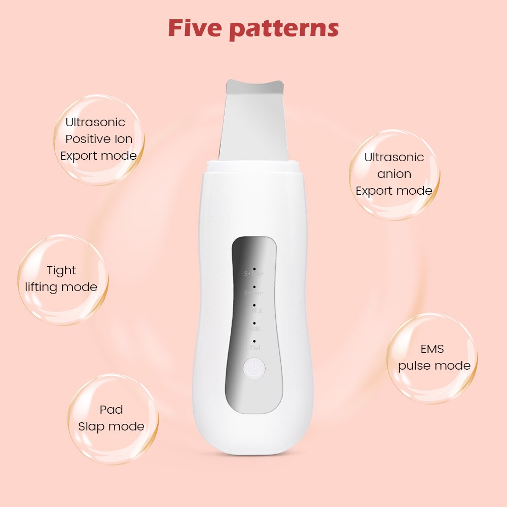 Ultrasonic Skin Scrubber Blackhead Remover Face Scrubber Cleanser Facial Pore Cleaner Face Lifting USB Face Skin Scraper Peeling