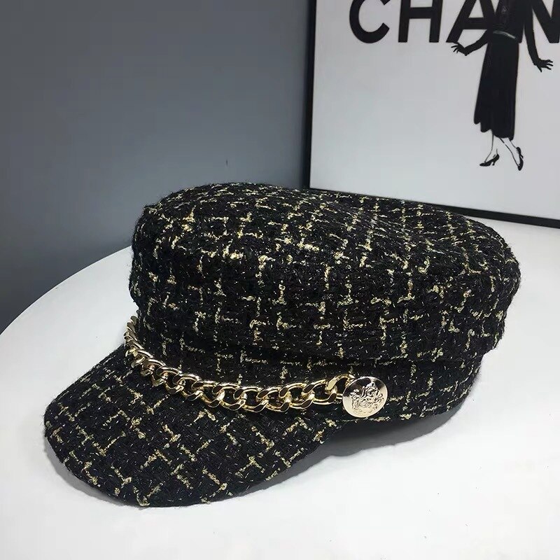 Femmes chapeau hiver accessoires boulanger garçon chapeau classique Street Wear casquette gavroche Vintage coton hiver Plaid chapeau boulanger garçon chapeau