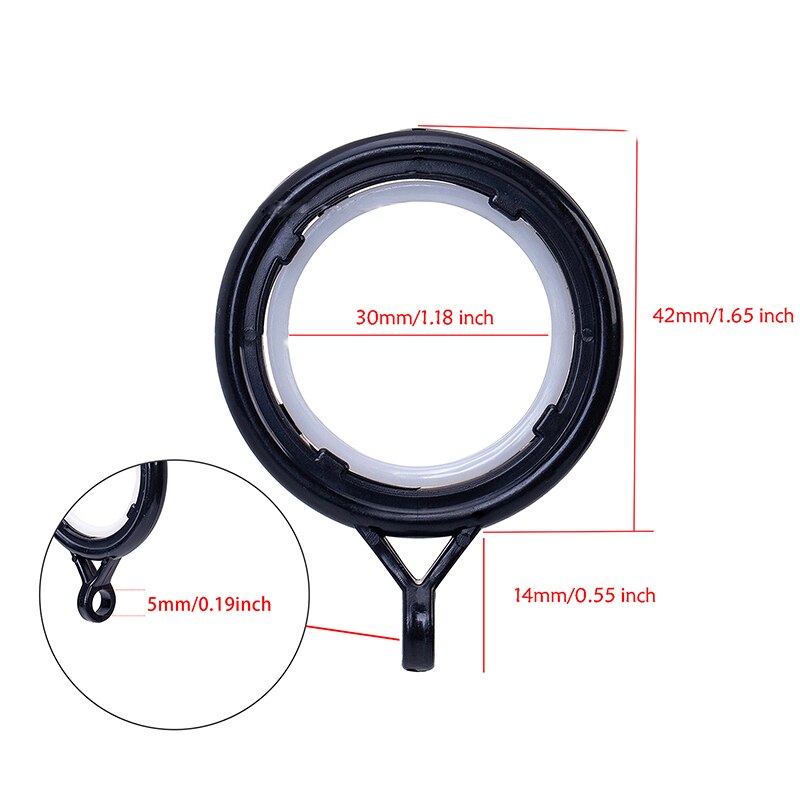 Anillos de cortina para cortinas, arandelas deslizantes de 30/42mm de diámetro interno, anillos tipo ojal a nanoescala, anillos de cortina silenciadores en negro/blanco, 32 Uds.: black / inner diameter 30mm