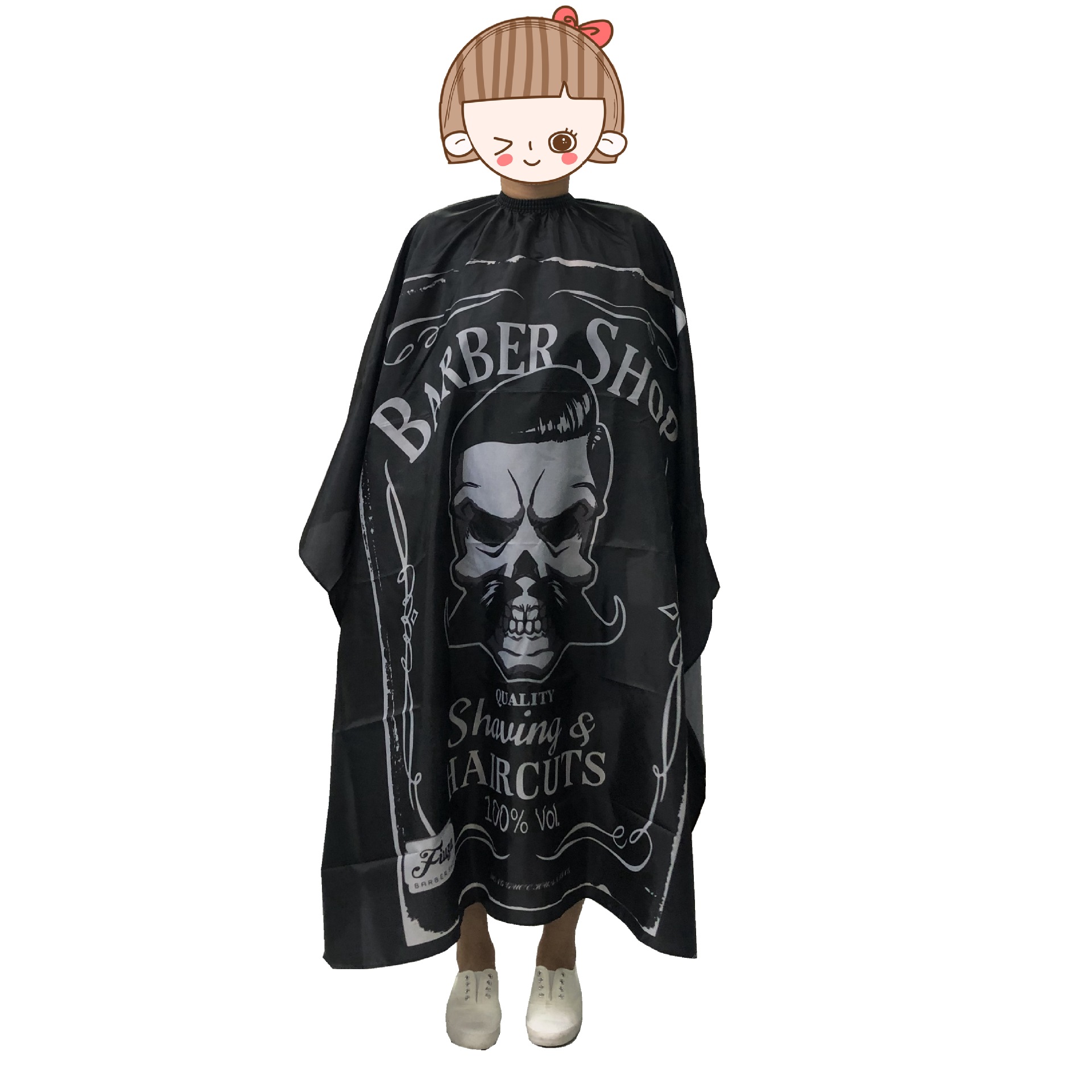 Tablier de coiffeur antistatique, Cape de coupe de cheveux, robe de coiffure, Cape de Salon de coiffure, tablier de coloration de cheveux: Black apron-A