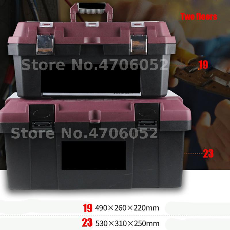 17inches Portable plastic stainless steel toolbox household maintenance electrician plastic Tool Box Multifunctional set 19 17