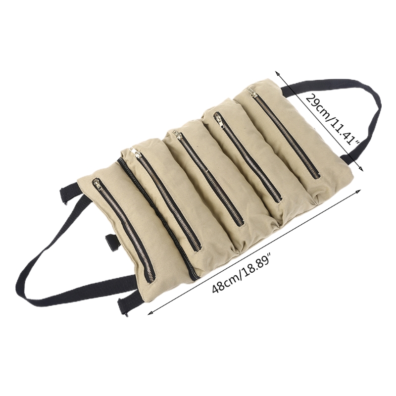 Roll Up Tool Bags Set Multi-Purpose Tool Pouch Wrap Roll with Zipped Compartments Tools Tote Carrier for Wrenches