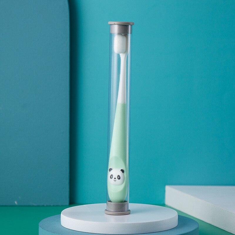 1 søt tegneserie myk tannbørste til låve egnet 1-3 år gammel jente gutt låve baby tann rengjøringsverktøy: 1 stk grønn