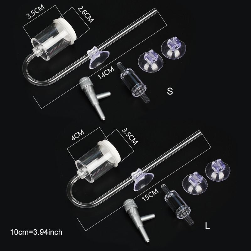 Plastic CO2 Diffuser U Shape with Suction Cups for Aquarium Planted Tank Clear Aquarium Supply Accessories 2 Sizes