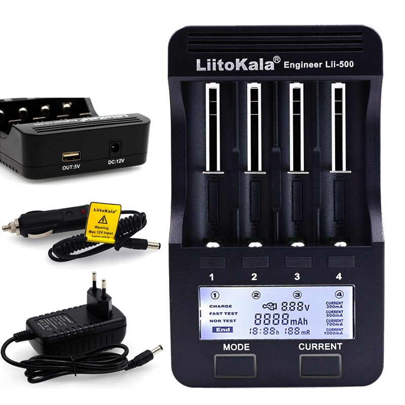 LiitoKala Lii-202 Lii-402 Lii-PD4 Lii-500 Lii-S8 ładowarka 18650 26650 21700 AA AAA 3.7V li-ni-mh bateria: Lii-500 Full set / US