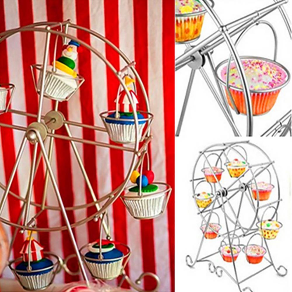Support de Cupcake à grande roue en métal, support de gâteau de mariage, de fête d&#39;anniversaire, présentoir rotatif de pâtisserie, décoration