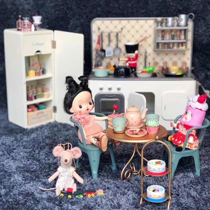 2020 New style metal coffee table doll bjd kitchen table chair furniture children's house toy accessories