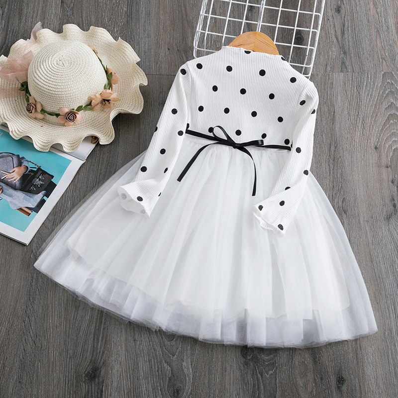 Girls Autumn Winter Long Sleeve Dress Polka Dot Dress Princess Baby Dress Toddler Cute Dress for Kids Tutu Long Sleeve Dress