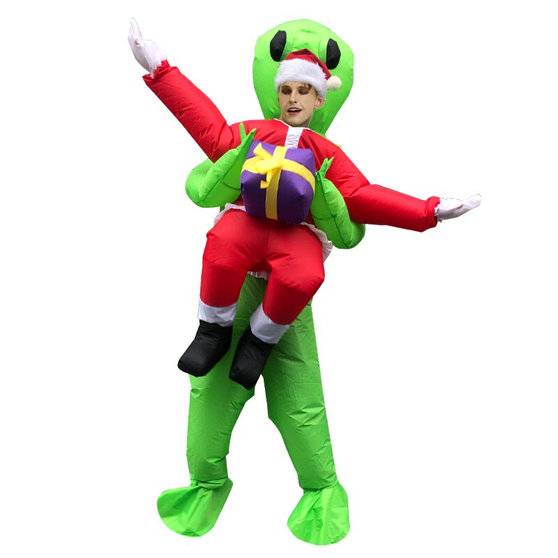 Christmas Green Alien costume Adult Funny Inflatable Santa claus Costume Monster Suit Party Carnival Costumes Year