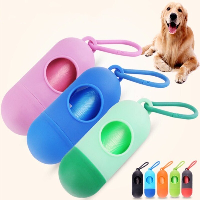 Sac poubelle pour chien avec distributeur de sacs à excréments et Clip de transport comprenant 1 rouleau (15 sacs) sacs anti-fuite respectueux de la terre pour animaux de compagnie
