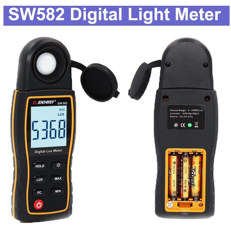 SW582 Digital Light Meter Luxmeter Lux/Fc Meter Luminometer Photometer Lichtmeter 0-199900Lux Digitale Luxmeter