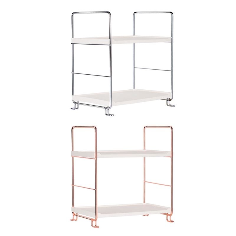 2 Tier Multifunction Stackable Shelf Organizer for Spices Cosmetics Kitchen Bathroom Storage Rack Holder