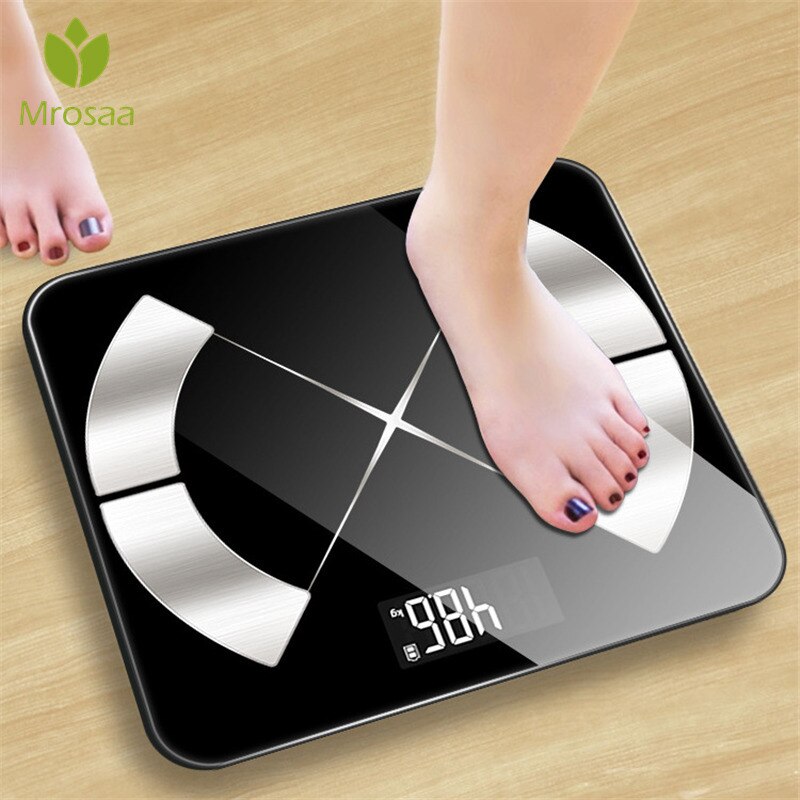 Body Fat Scale Floor Scientific Smart Electronic LED Digital Weight Bathroom Balance Bluetooth-APP Android or IOS Battery Power