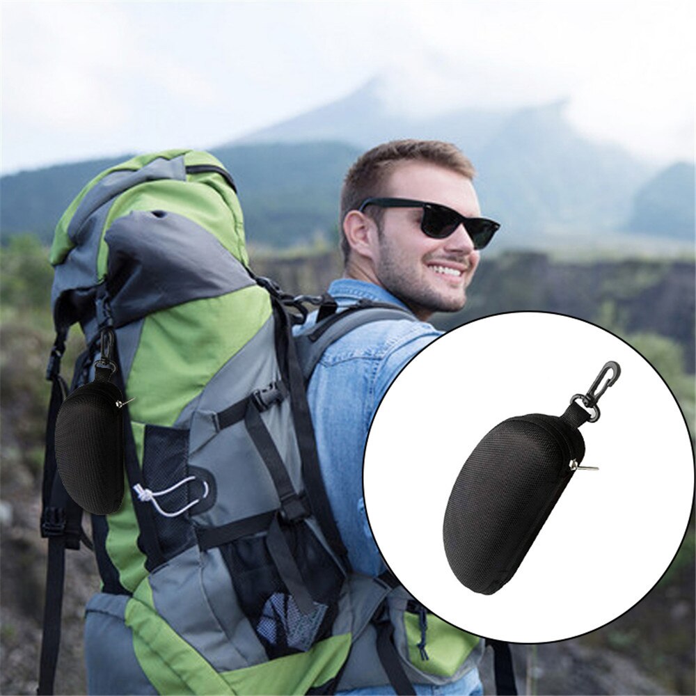 nouvelle Portable lunettes de soleil étui Sports de plein air ceinture crochet fermeture éclair sac pliant lunettes de soleil boîte de rangement