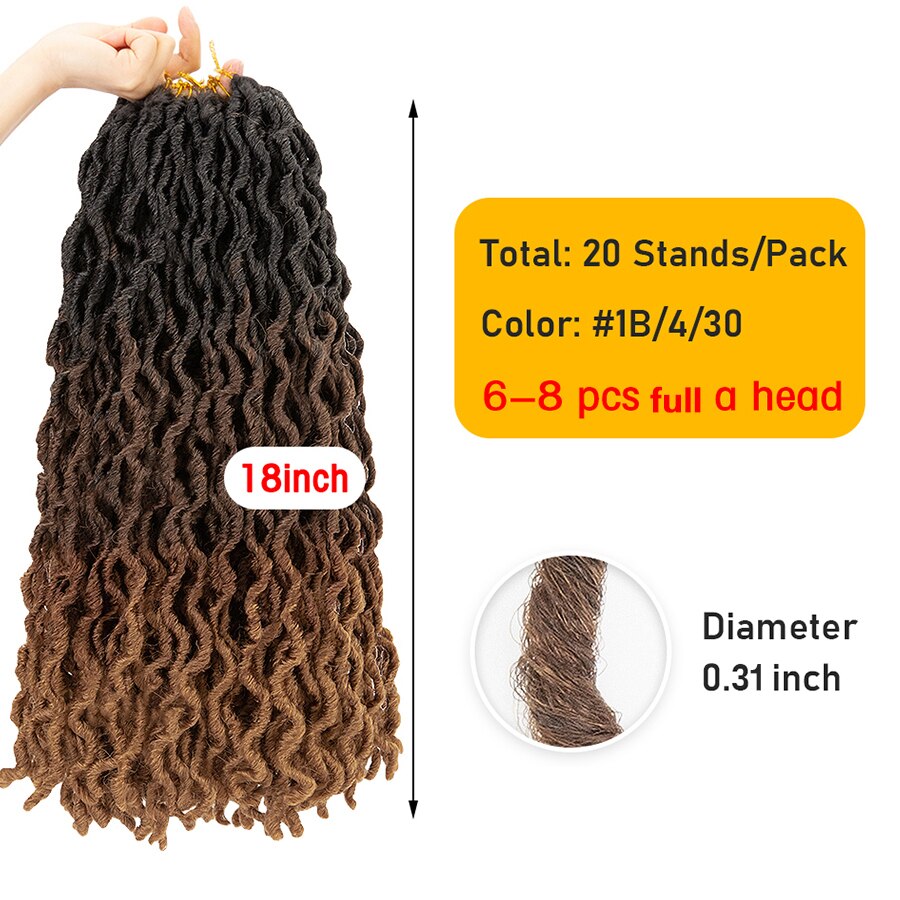 AliLeader 7colors Synthetic Crochet Braids Curly 12/ 18inch Nu Locs Crochet Extensions 20strand Goddess Faux Locs Crochet Hair: P1B/613