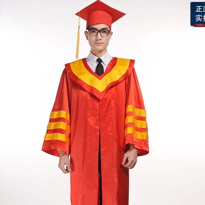 Graduation clothing Gown Graduate uniform Academic dress Principal clothes Red: S