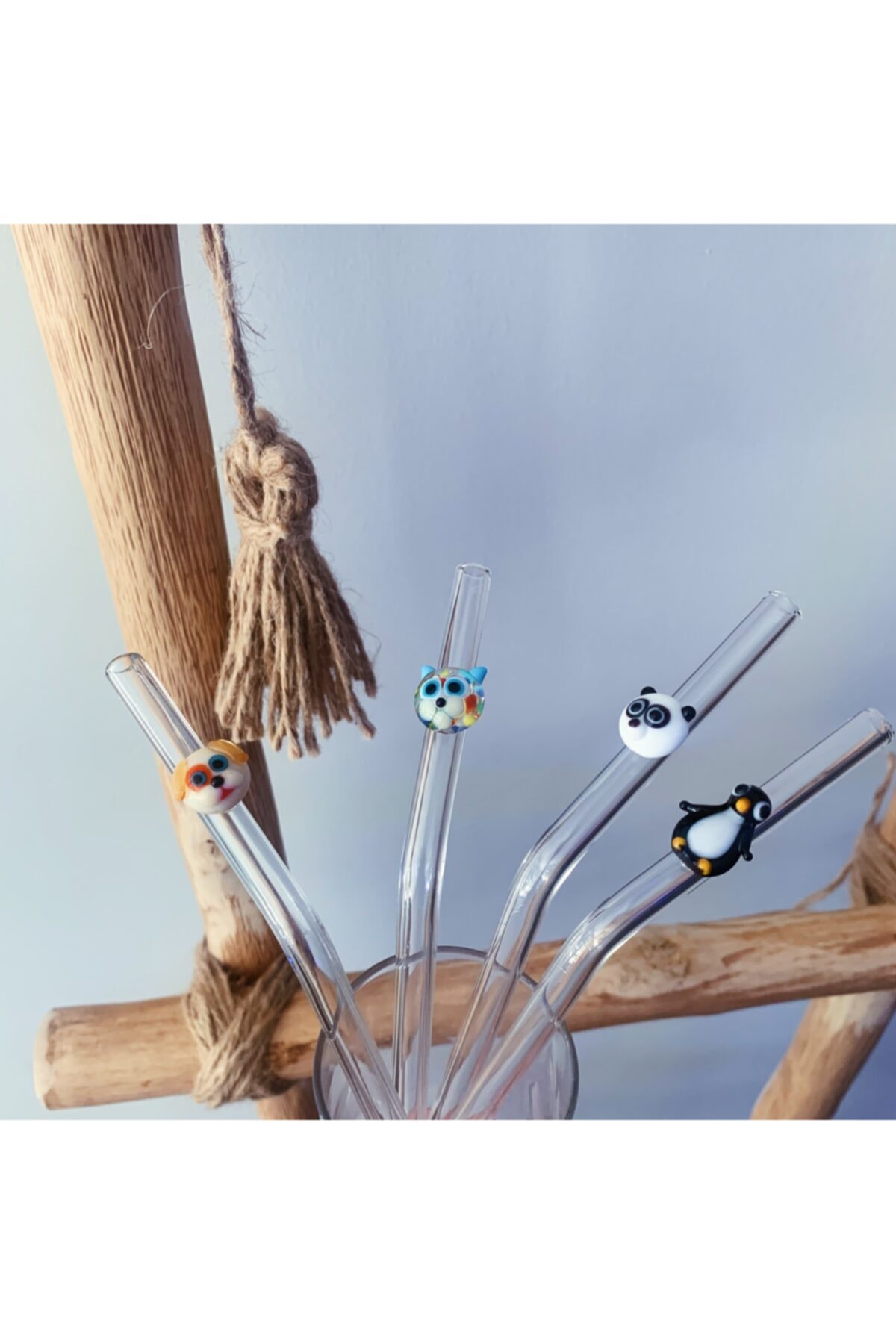 4 szt. placki kot panda pingwin zwierzę szkło wzorzyste zestaw słomek zdrowie dzieci słomki robić picia pipety słomki ekologiczne