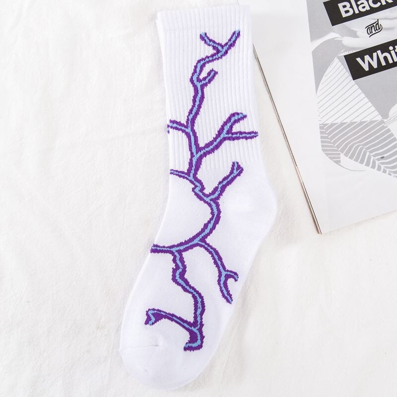 Women Socks Harajuku Blitz Hip-hop Cotton Novelty Socks Couple Streetwear Black White Blue Japanese: 4