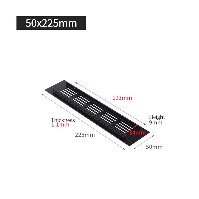 50mm Aluminium Rectangular Cabinet Wardrobe Air Vent Grille Ventilation Grille Cover For Wardrobe Shoe Cabinets Computer Cabinet: 50x225mm