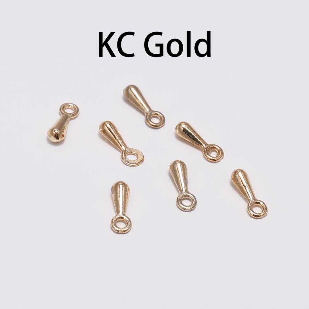 200 sztuk/partia złota kropla wody wisiorek koniec koraliki 2*7 3*9mm dla ogon Extender Chain DIY tworzenia biżuterii ustalenia akcesoria: KC Gold / 3 x 9mm
