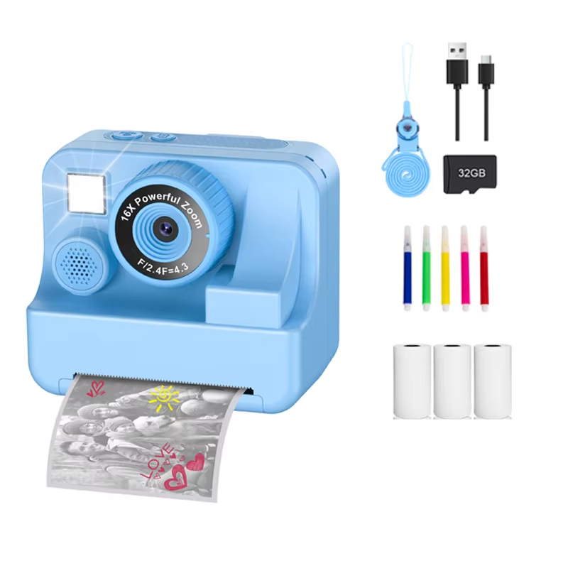 Bee Kids Camera Instant Camera 1080P HD Dual Lens Selfie Digitale Camera Print voor Meisjes Jongens Kerst Verjaardagscadeautjes Speelgoed: Black