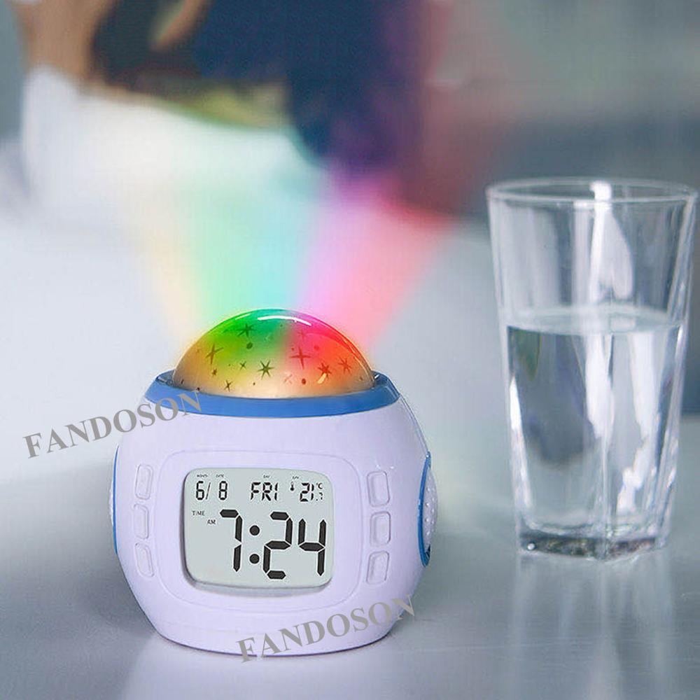 Led Digitale Kleurrijke Projectie Wekker Met Nachtlampje Ster Lamp Voor Baby Kamer Kinderen Nachtlampje Xmas