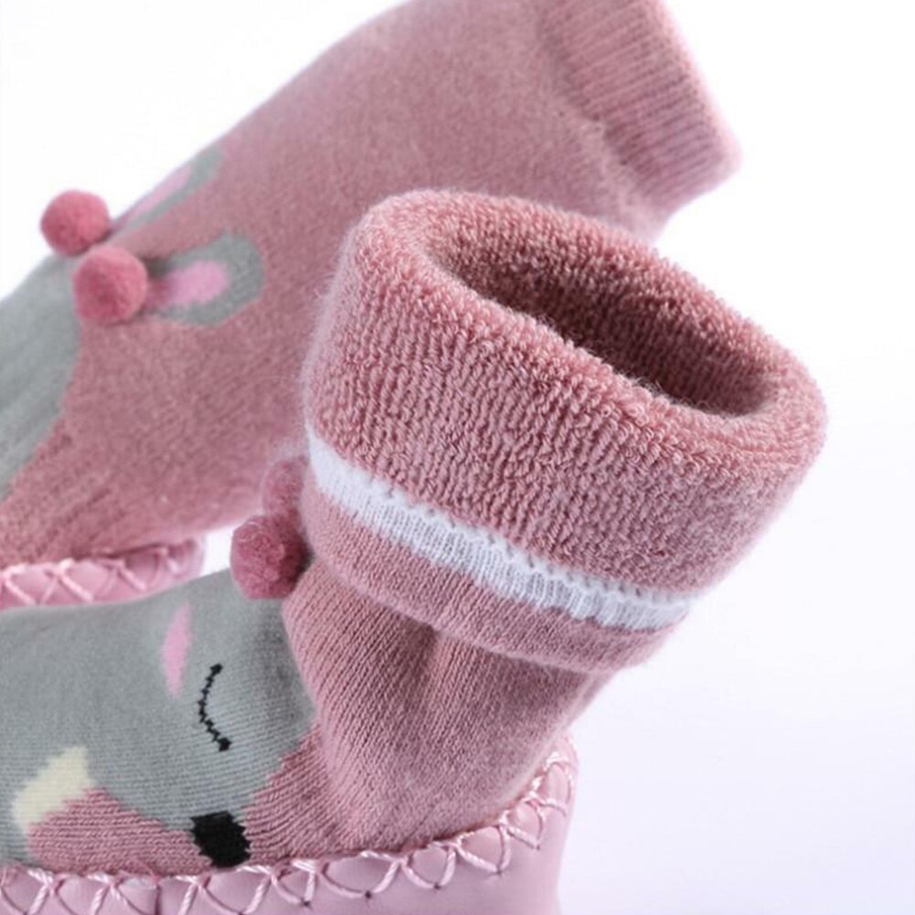 Infantile bébé fille garçon enfant en bas âge anti-dérapant pantoufles chaussettes coton anti-dérapant berceau chaussures hiver chaussettes chaudes