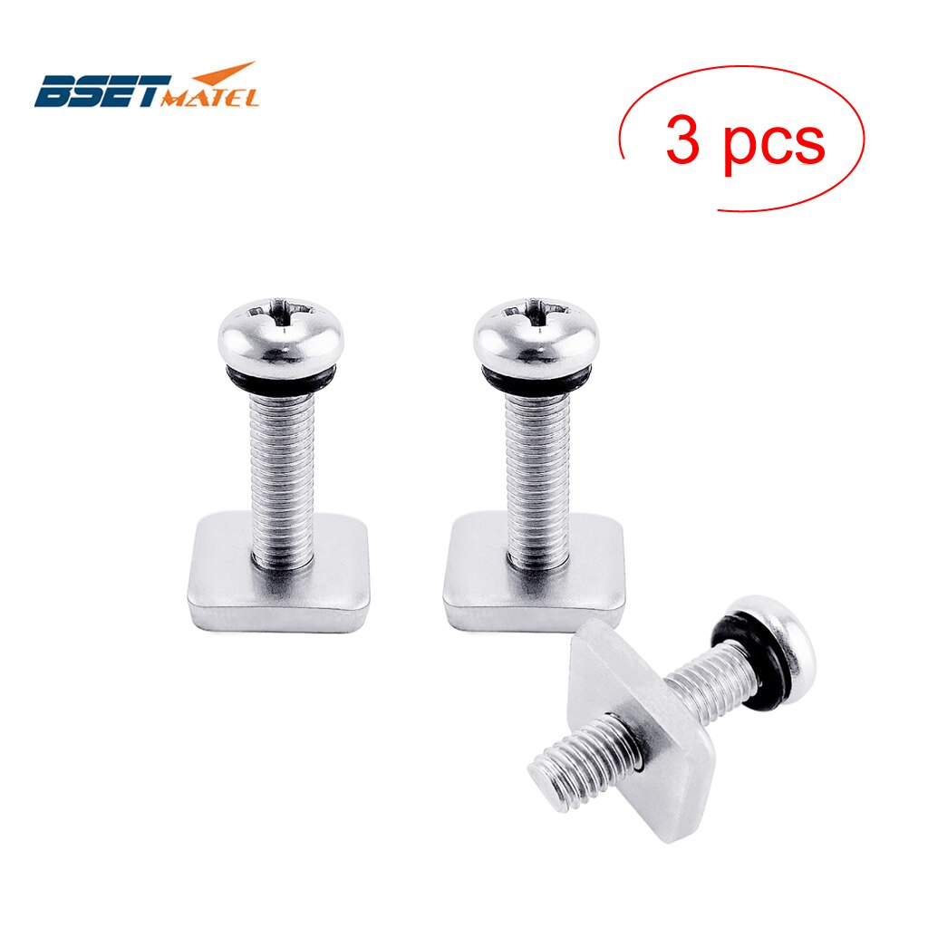 3PCS Boat Surfboard Tail Fin Screw Surf Fin Nails Bolt Screws Longboard Sliding Fin Screws Single Fin Screw with Plate Surfing