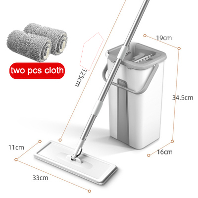 Herramientas de limpieza mágicas, fregona plana giratoria 360 con cubo para apretar, limpiador de suelo de cocina para el hogar, fregador de suelo, azulejo, fregona fácil de drenar: Azul