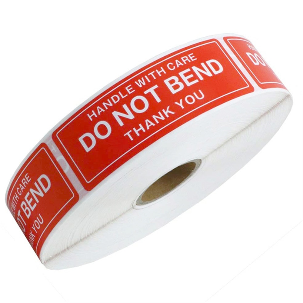 500pcs/roll Red Warning Sticker Do Not Bend Packaging Remind Labels Handmade Sticker 2.5x7.5cm