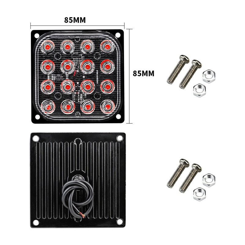 4 stuks vierkante flitsers van fso, 4 x 4, 16 led stroboscooplampen, aanhangers, led knipperlichten, vrachtwagen zijmarkeringsstroboscopen voor auto's