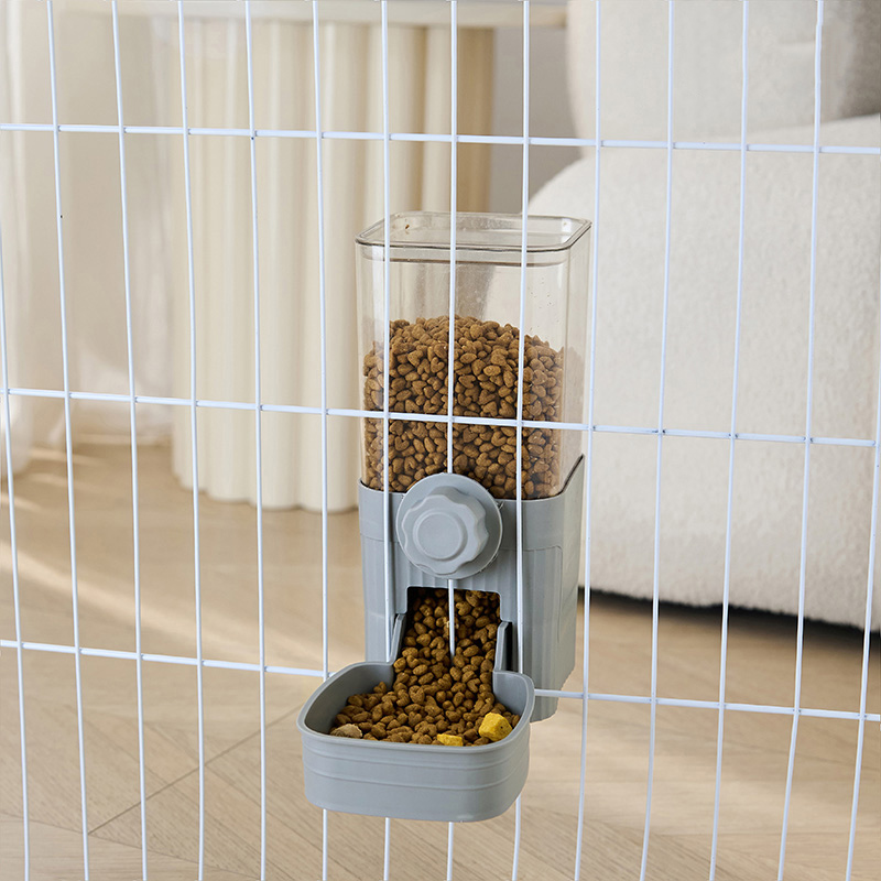 Bebedero automático para mascotas, cuenco con jaula colgante para perros y gatos, adecuado para cachorros pequeños, gatos, conejos, contenedor de comida, cuenco dispensador: Negro