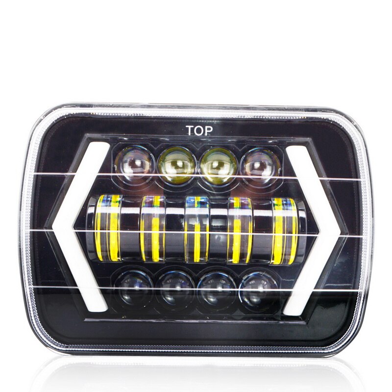Safego 45W 5 "7" carré phare LED feu de croisement DRL clignotant avec anneau Halo yeux d'ange pour camion tout-terrain Wrangler YJ XJ
