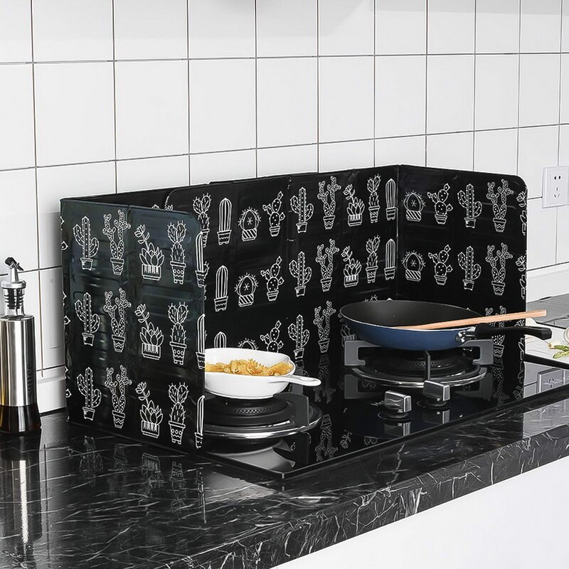 Kaktus tryckt aluminiumfolie olja block olja barriär spis laga anti-stänk olja baffel värmeisolering köksredskap