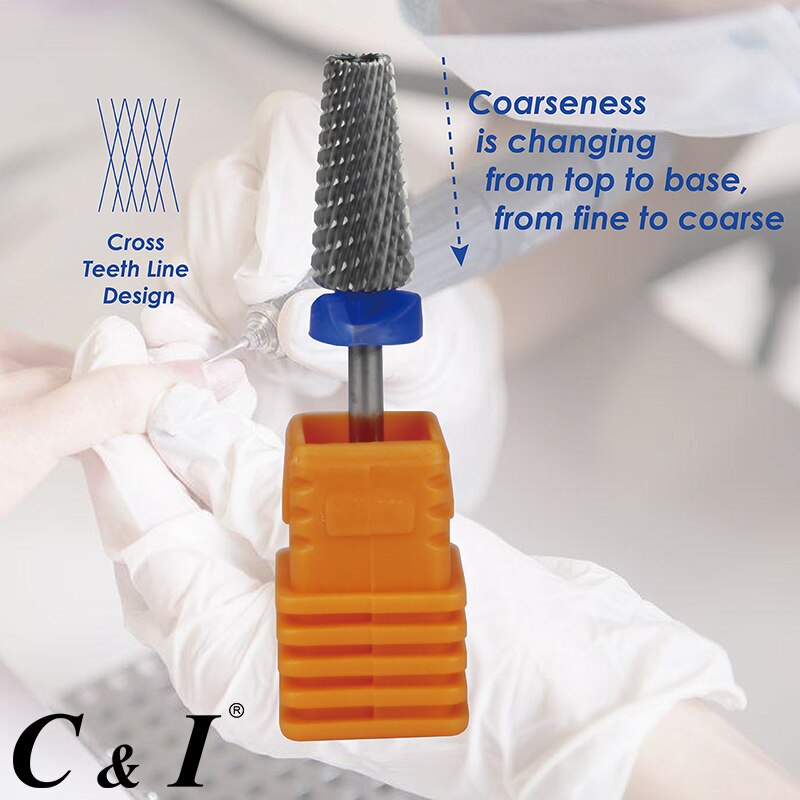 5 En 1 taladro de uñas de forma cónica multifunción, Cross Teeth Edition, broca para máquina de manicura de uñas