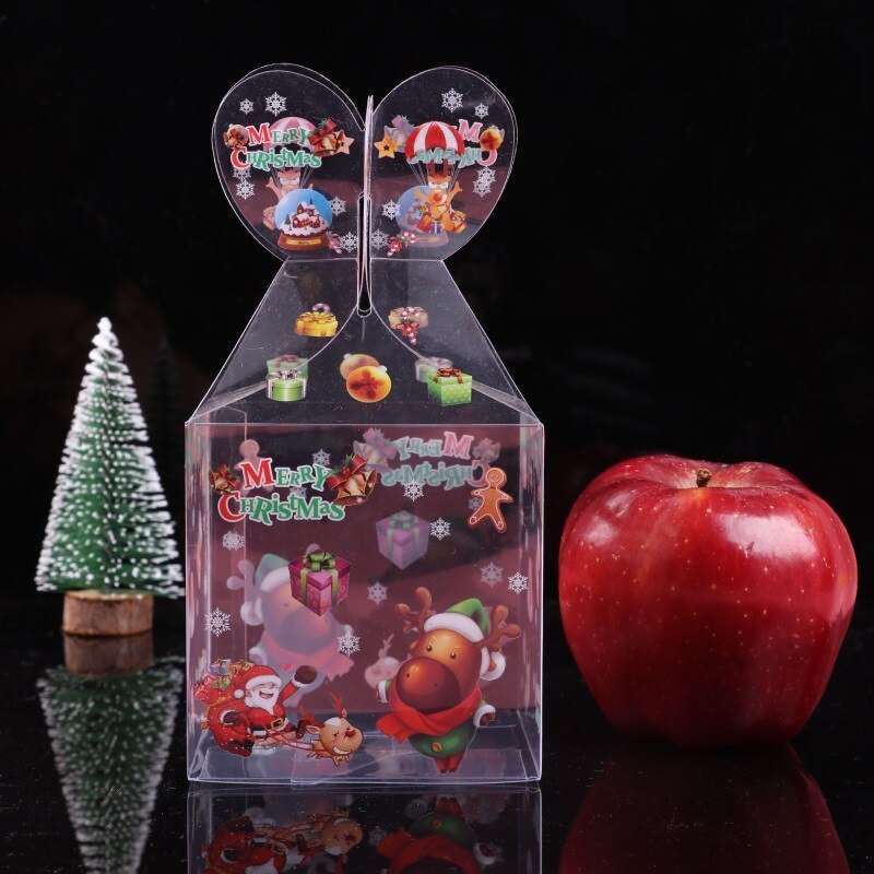 20 stk pvc gennemsigtig slikæske juledekorationsæske og emballage julemanden snemand elg rensdyr æbleæsker: 7