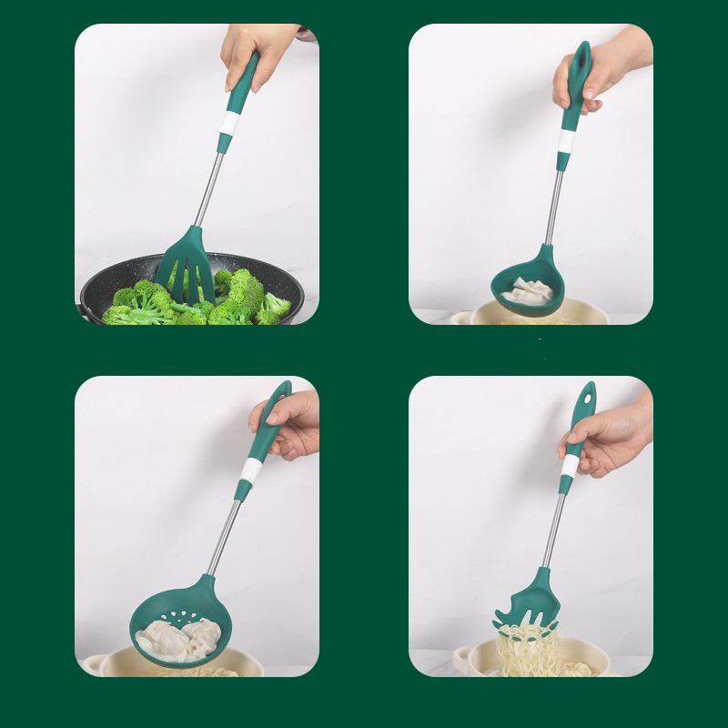 Silicone Spatula Set Cooking Utensil Heat-Resistant Stainless Steel Core Eggs Pancakes Non-stick Cookware Kitchen Gadget