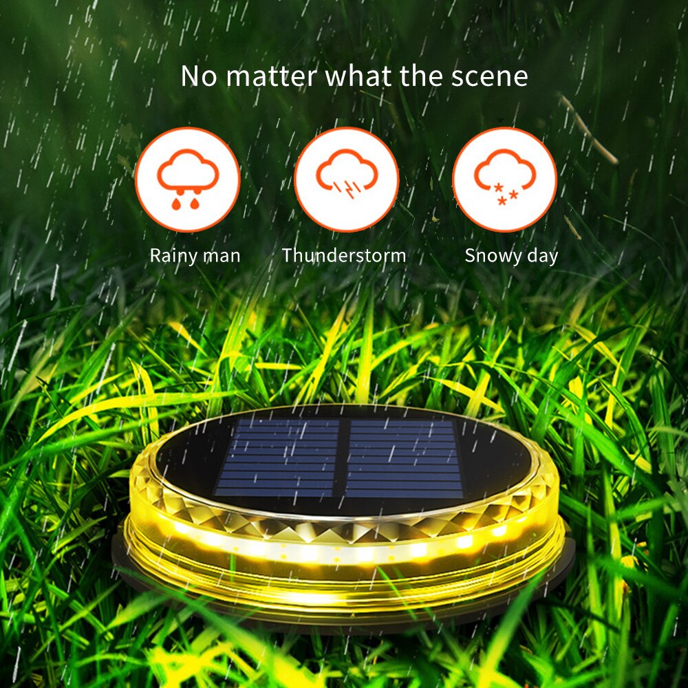 Ground Lamp IP65 Waterproof Landscape Light Disk Lights Gutter 17 LED Durable Buried Light Garden Decking Solar Power