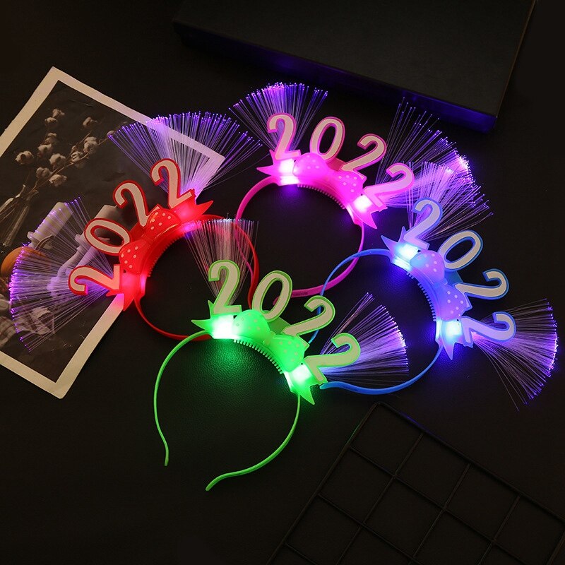 LED Glow Headband Flashing Blinking Crown Happy Year Hair Bands Party Decoration Favors