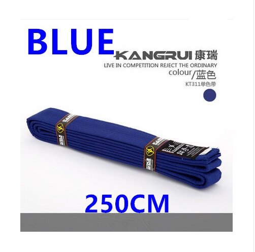 Högkvalitativt svart wtf taekwondo bälte broderi bomullsbälte taekwondo bälte anpassat 2.5m röd blå gul färg karate bälte: Blå