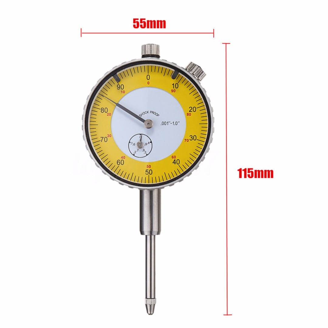 Round Dial Indicator 0.001 -1.0 inch Precision Dial Test Indicator Lever Gauge Meter Measuring Gauging Tool