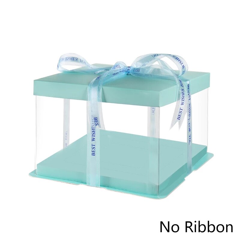 Transparante Cake Dozen Gebak Luxe Extra Grote Verpakking Meerdere Kleur Bakkerij Verjaardag Bruiloft Cake Inpakpapier: blue / 17X17X12cm